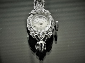 vintage 18ct white golden coctail watch - lady Elgin 