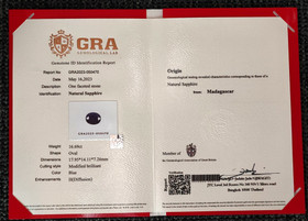 Sininen Safiiri harvinaisus 18 mm / 16 ct GRA kuvallinen aitoustodistus