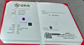 Ruby 9 ct oval with certificaate