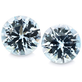 Akvamariini pari 5 mm / 2 x 0,4 ct pyöreä