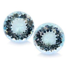 Akvamariini pari 6,3 mm / 2 x 0,8 ct pyöreä