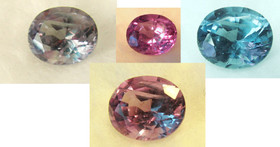 7ct safiiri, joka vaihtaa useita eri värejä, synteettinen safiiri