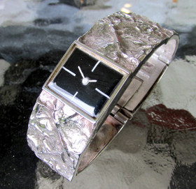 Vintage unique silver watch / bracelet designed by Matti Hyvärinen, made in Finland