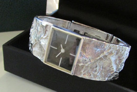 Vintage unique silver watch / bracelet designed by Matti Hyvärinen, made in Finland