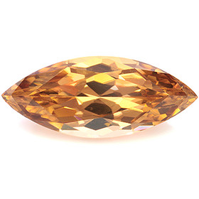 Zircon 13 mm / 2,5 ct markiisi konjakin ruskea, kuvallisella laatutodistuksella