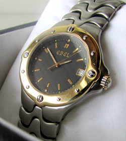 Ebel teräs / kulta huollettuna, alkuperäsiellä hihnalla