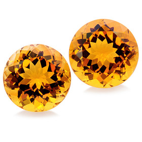 Brasilialainen citriini pari 7 mm / 2 x 1,3 ct pyöreä