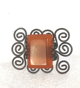 unique vintage brooch, big beveled assorted amber