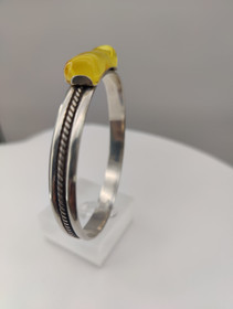 Vintage silver bracelet with big Baltic Amber