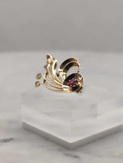 Vintage 14ct  kultainen  rubiini rintakoru suunittelija Eino Westerback 