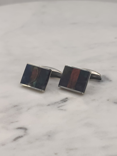 Vintage silver cufflinks with spectrolite