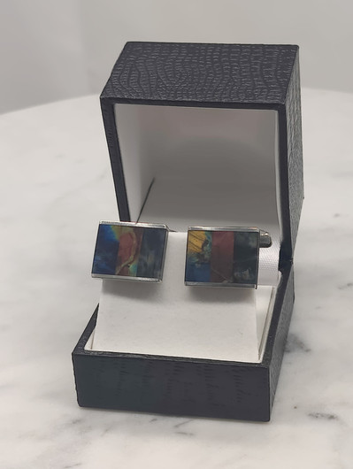 Vintage silver cufflinks with spectrolite