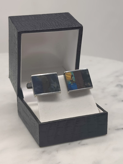 Vintage silver cufflinks with spectrolite