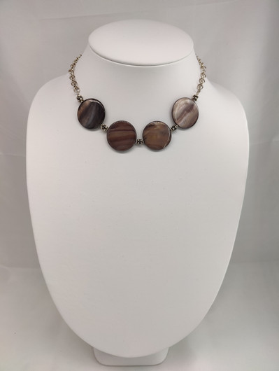 Vintage silver necklace with big labradorite stones