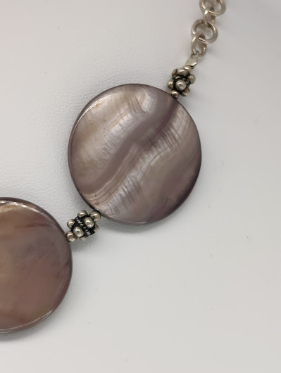 Vintage silver necklace with big labradorite stones
