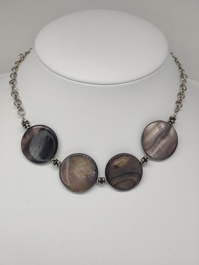 Vintage silver necklace with big labradorite stones