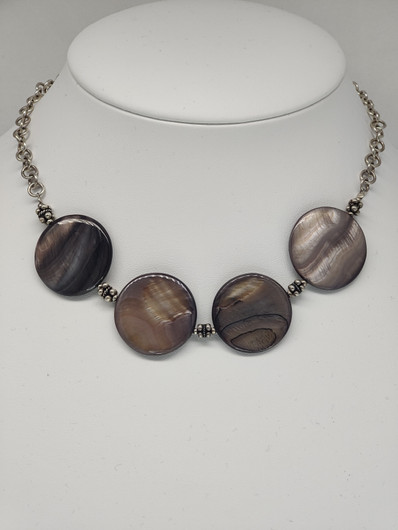 Vintage silver necklace with big labradorite stones