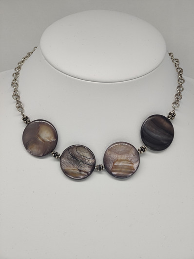 Vintage silver necklace with big labradorite stones