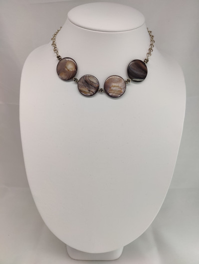 Vintage silver necklace with big labradorite stones