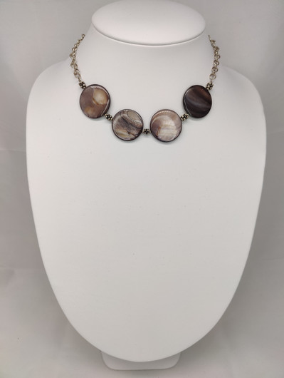 Vintage silver necklace with big labradorite stones
