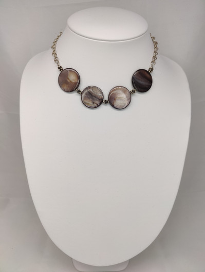 Vintage silver necklace with big labradorite stones