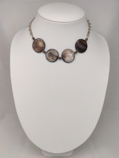 Vintage silver necklace with big labradorite stones