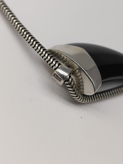 Vintage silver pendant with chain and stone