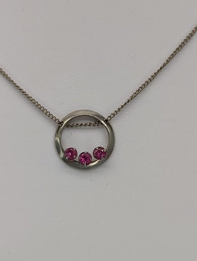 Vintage silver pendant with chain and sapphires