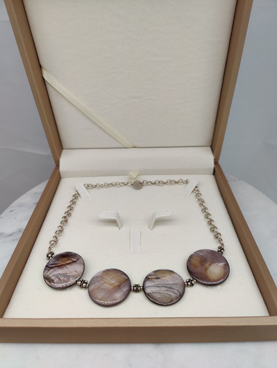 Vintage silver necklace with big labradorite stones