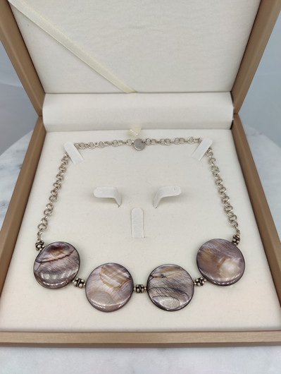 Vintage silver necklace with big labradorite stones