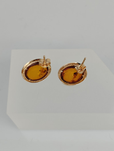 Vintage gold set of ring and earrings with Baltic amber