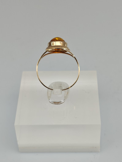 Vintage gold set of ring and earrings with Baltic amber