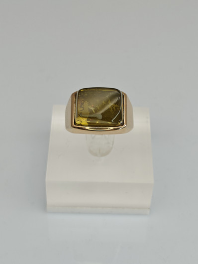 Vintage Baltic Amber gold ring  