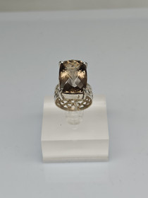 Vintage silver ring with smoke quartz