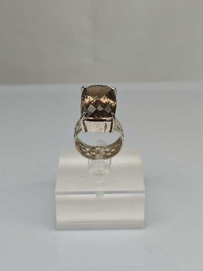 Vintage silver ring with smoke quartz