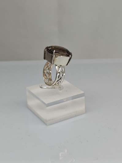 Vintage silver ring with smoke quartz