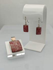 Vintage hopeinen setti riipus korvakoruilla