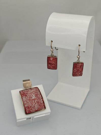 Vintage silver set of pendant with earrings