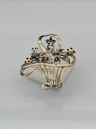 Vintage silver brooch with stones