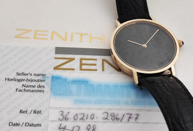 N.O.S. 14ct golden Zenith Finlandia unique watch with spectrolite dial