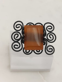 unique vintage brooch, big beveled assorted amber