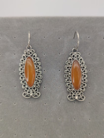 Vintage Baltic amber earrings, with honey brown stones