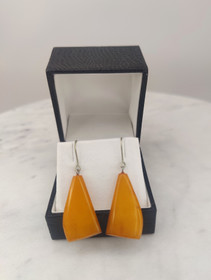 Vintage Baltic amber earrings, with honey brown stones