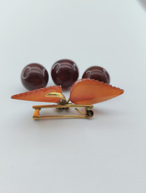 Vintage Baltic amber brooch ,like autumn leaves and berries