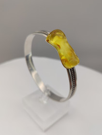 Vintage silver bracelet with big Baltic Amber
