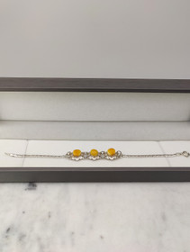 Vintage silver bracelet with Baltic Amber stones