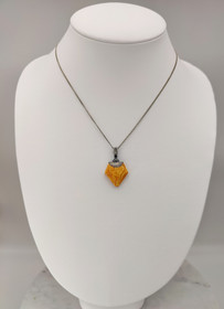 Vintage Baltic Amber with silver pendant and chain 50cm
