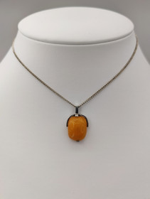 Vintage Baltic Amber with  silver pendant and chain 38cm