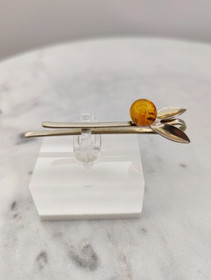 Vintage Itä-meren meripihka hopeinen hiuspinni