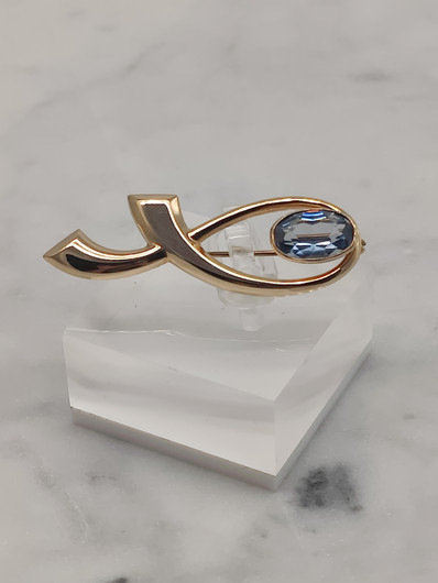 Vintage topaz gold brooch